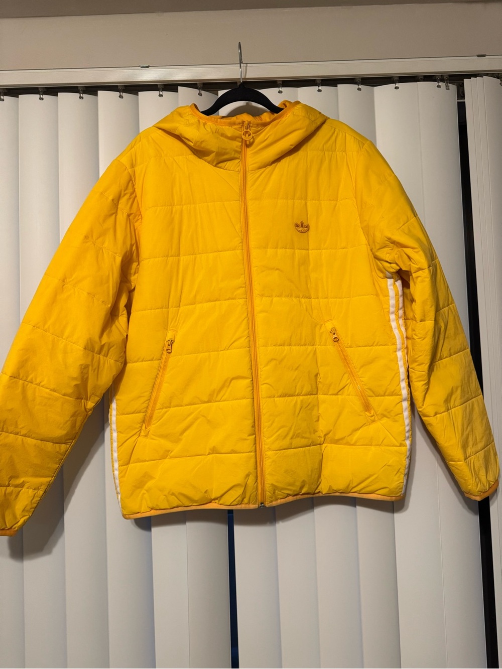 adidas Originals Yellow Quilted Hooded Jacket GE1347